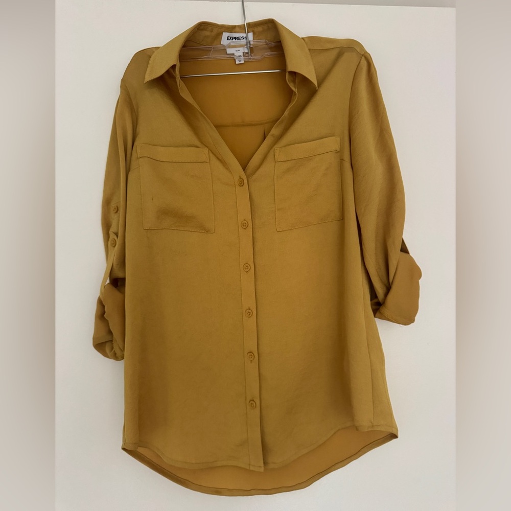 Express Portofino Slim Shirt in Golden Yellow
